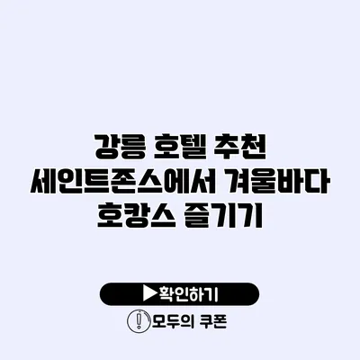 강릉 호텔 추천 세인트존스에서 겨울바다 호캉스 즐기기