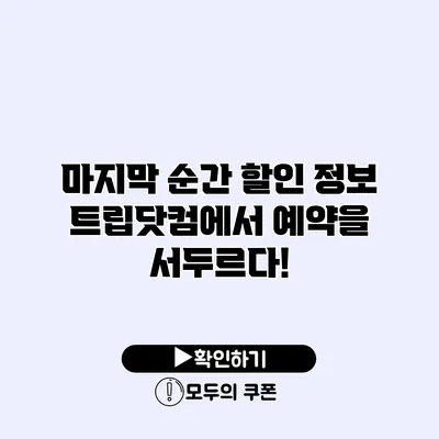 마지막 순간 할인 정보 트립닷컴에서 예약을 서두르다!