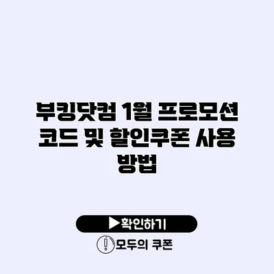 부킹닷컴 1월 프로모션 코드 및 할인쿠폰 사용 방법