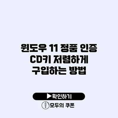 윈도우 11 정품 인증 CD키 저렴하게 구입하는 방법