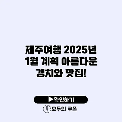 제주여행 2025년 1월 계획 아름다운 경치와 맛집!