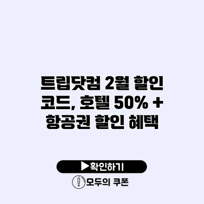 트립닷컴 2월 할인 코드, 호텔 50% + 항공권 할인 혜택
